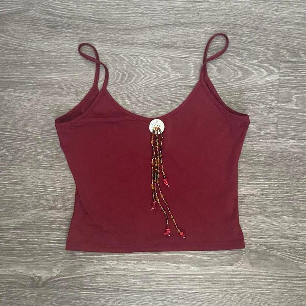 Original hand beaded customized boho tank